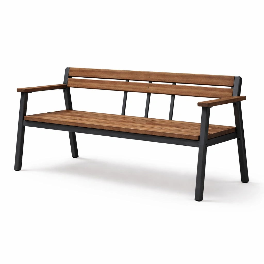 Bank Akazienholz Metall Braun Schwarz 160x60x85 cm-HOMVIROX