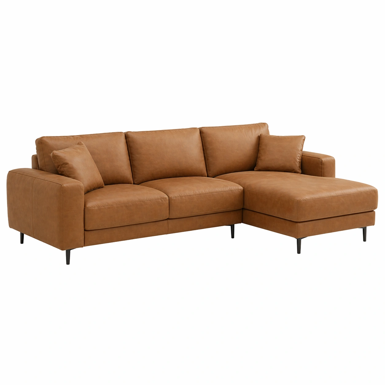 Sofá Seccional de Dise?o Moderno en Forma L con Chaise y Acabado Tipo Cuero-buymirae