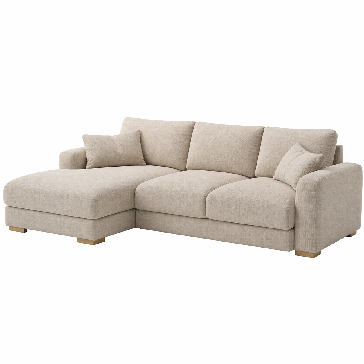 Sofá chaise longue de 3 plazas con dise?o elegante y patas de madera maciza visibles-buymirae