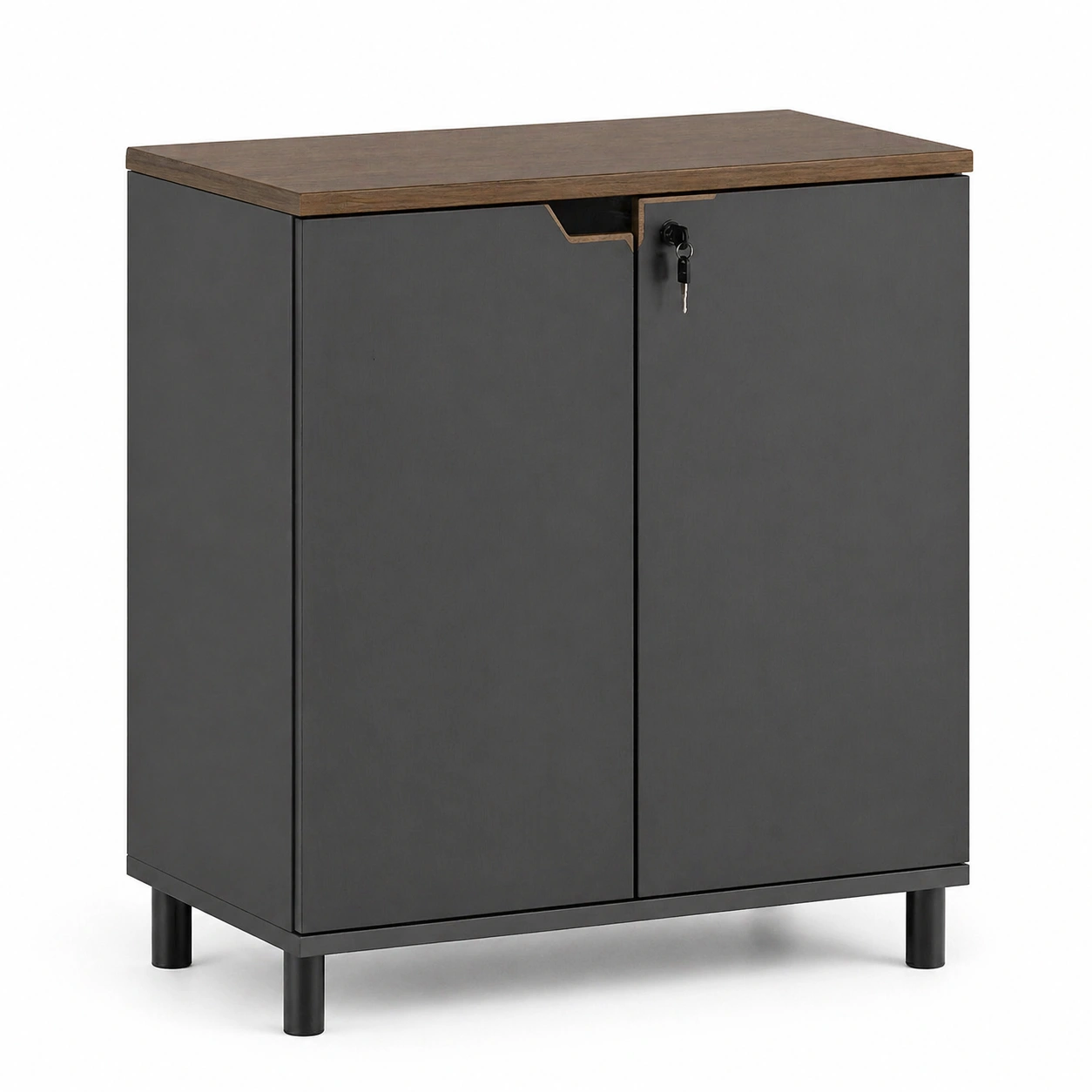 Armario de oficina compacto con puertas y encimera efecto madera estilo moderno-buymirae