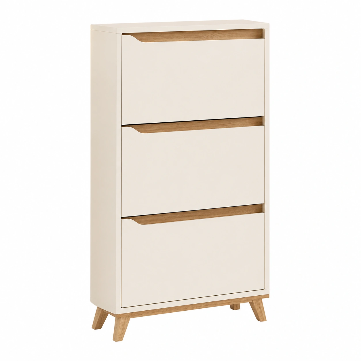 Zapatero moderno de 3 compartimentos con dise?o escandinavo y patas de madera-buymovo