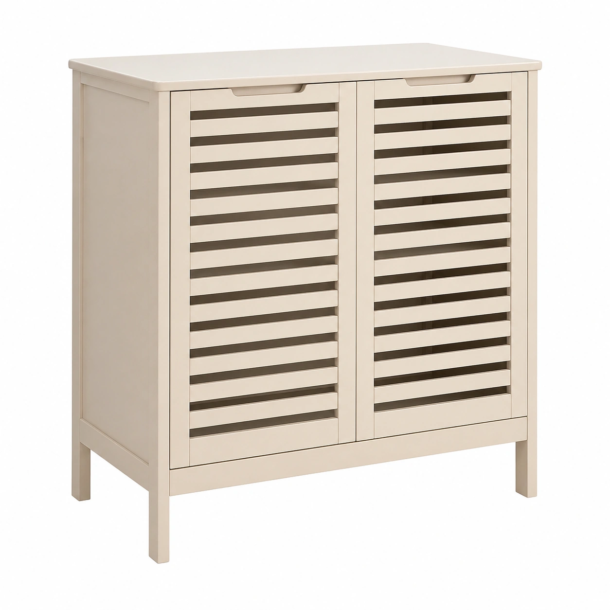 Zapatero de bambu con puertas de lamas dise?o moderno color beige claro-buymovo