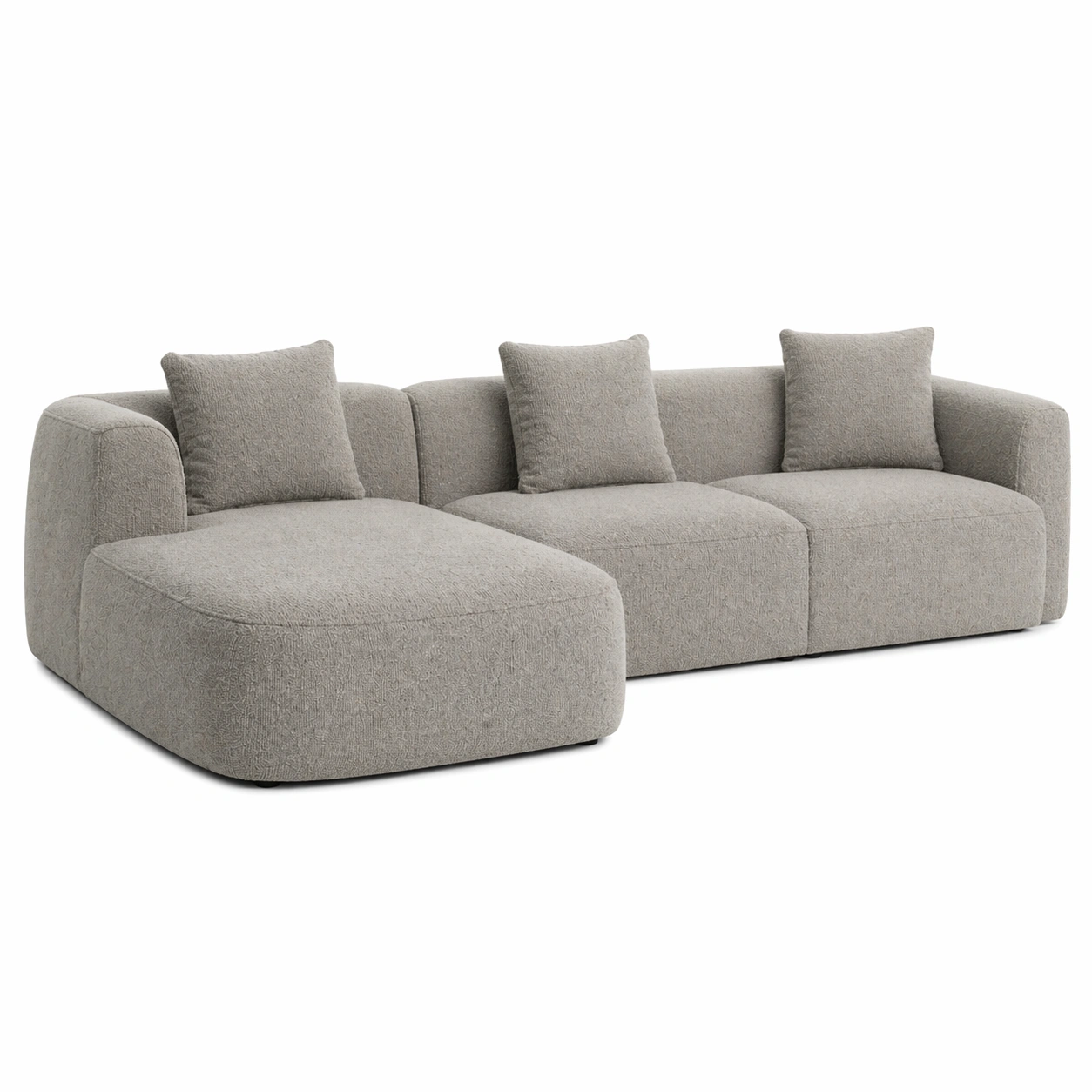 Sofá modular de 3 plazas con chaise longue dise?o minimalista en gris claro-buymovo