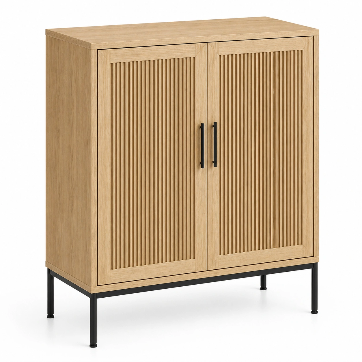 Armario moderno de 2 puertas en madera marrón claro con diseno acanalado-buymovo