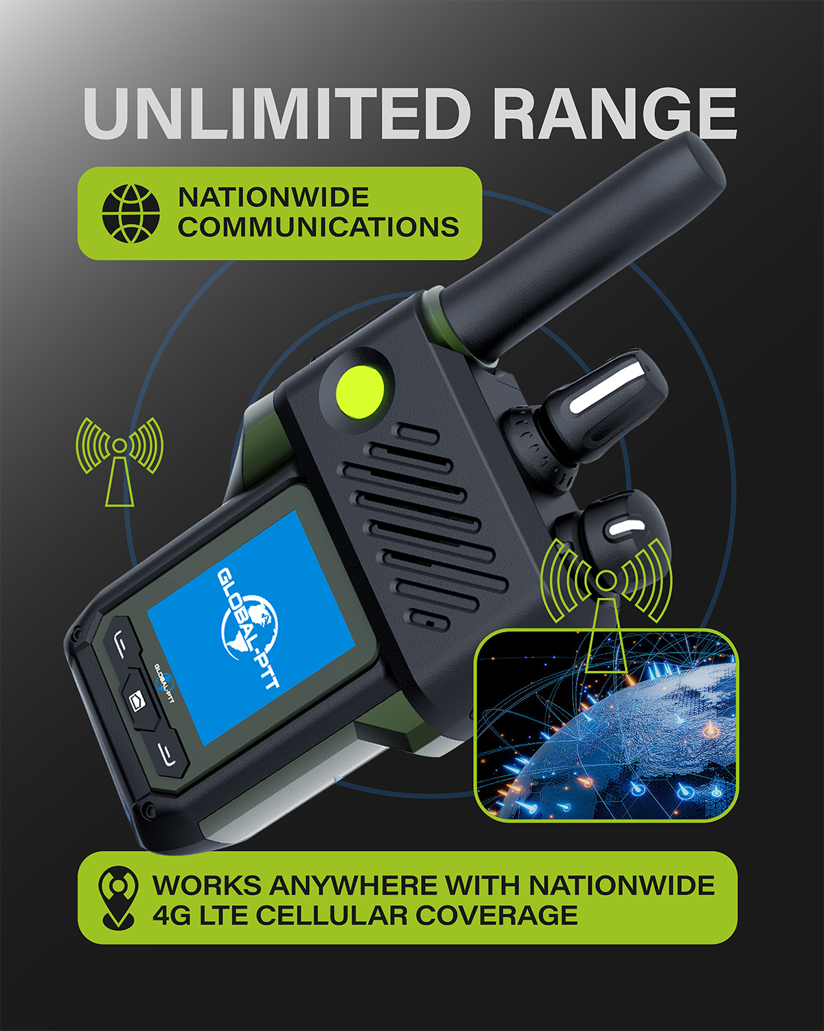 global-ptt G6plus Push-to-Talk Over Cellular Radios with GPS SOS Metal Body