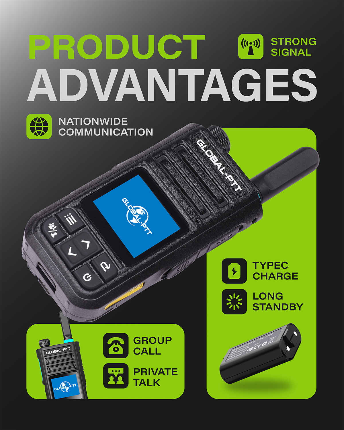 global-ptt G9 Push-to-Talk over Cellular Radio