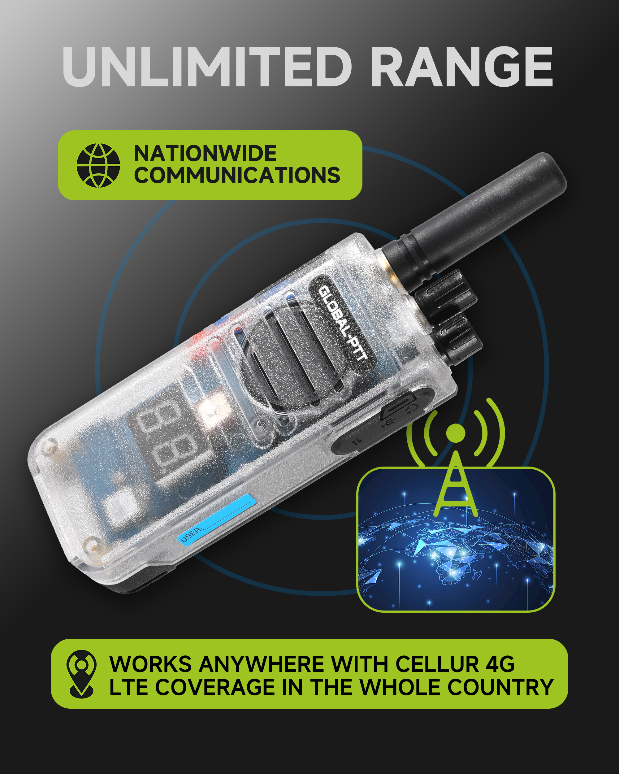 global-ptt G5 Push-to-Talk Over Cellular Radios with Charging Dock