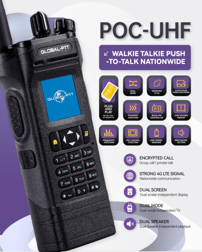 global-ptt 5288 Dual-mode PoC + UHF Analog Two-Way Radio
