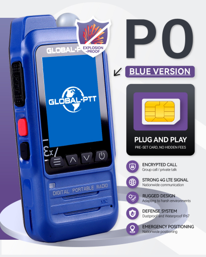 global-ptt P0 Push-to-Talk Over Cellular Radios, IP67 Waterproof Floating