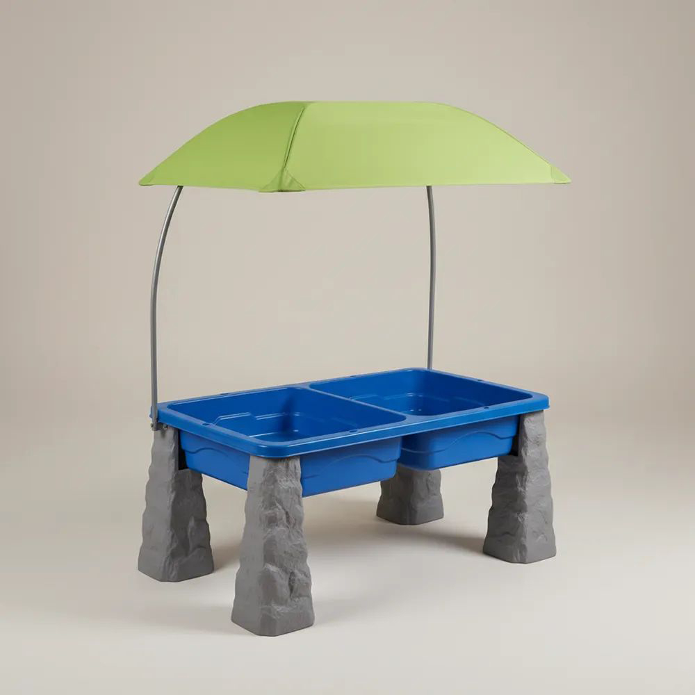 Mesa de Actividades Infantil con Sombrilla Plástico Azul Verde