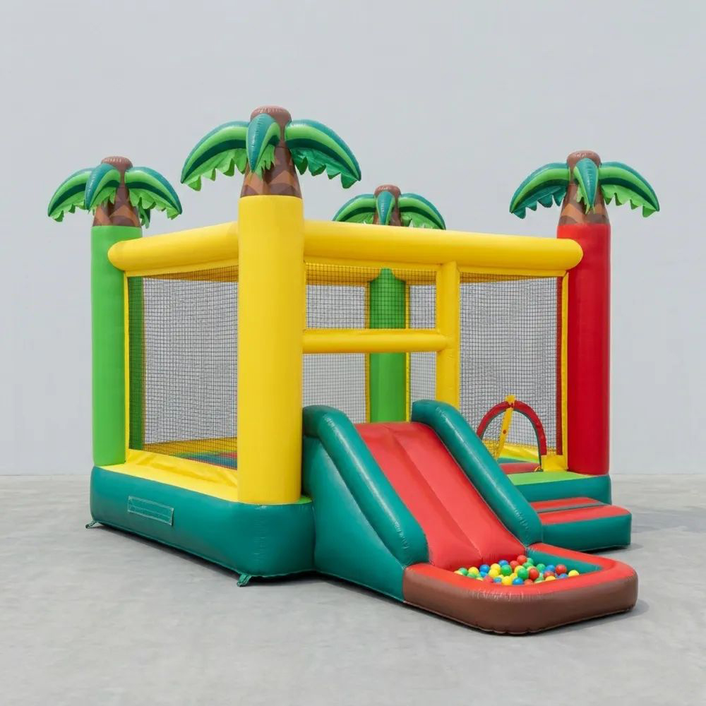 Castillo Hinchable Infantil de PVC con Tobogán y Piscina de Bolas  350 (largo) x 280 (ancho) x 210 (alto)  cm-Homeluxeu
