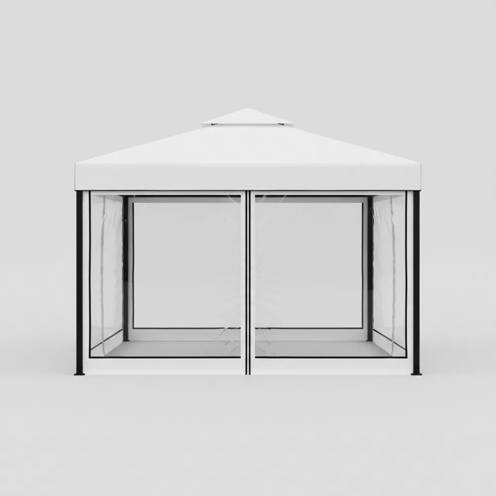 Pabellón Exterior de Aluminio y Poliéster Blanco/Negro 3x3x2.5(Largo×Ancho×Alto)m