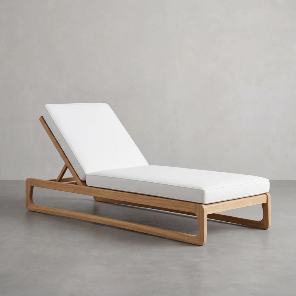 Tumbona de Madera de Teca y Poliéster Blanco
