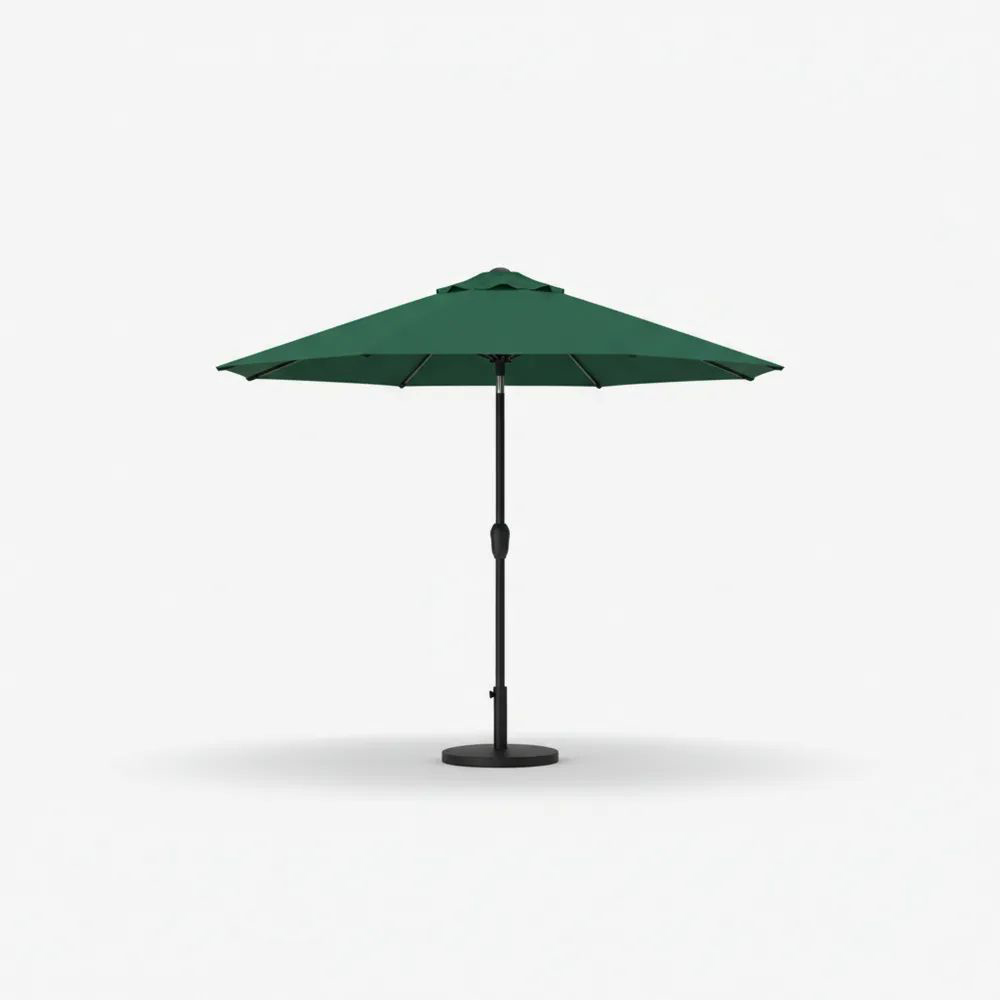 Sombrilla de jardín de poliéster verde con soporte de aluminio, diámetro 300 cm