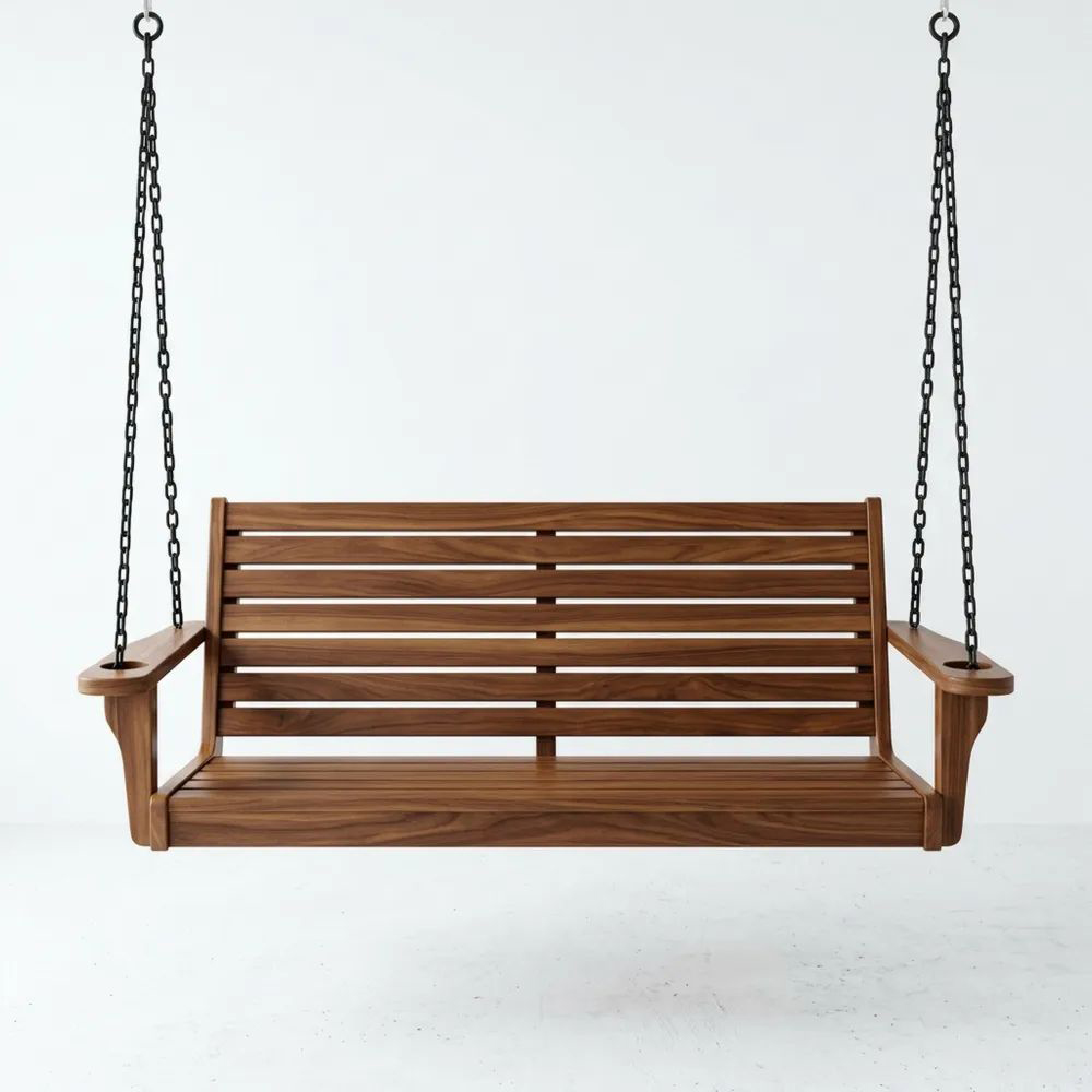 Columpio de Madera de Nogal con Cadenas de Acero 120 (largo)cm