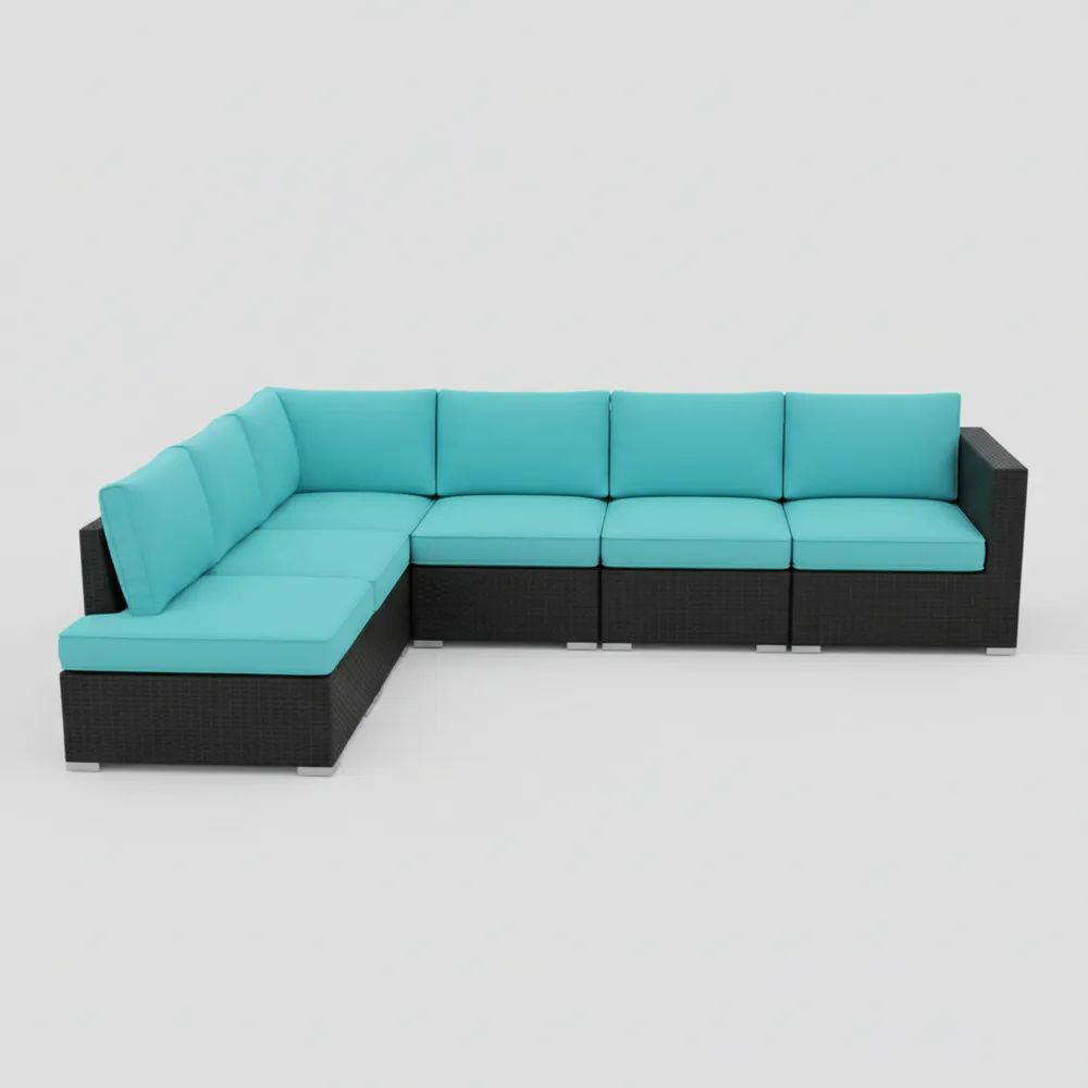 Sofá Esquinero Modular Exterior Ratán Sintético Turquesa