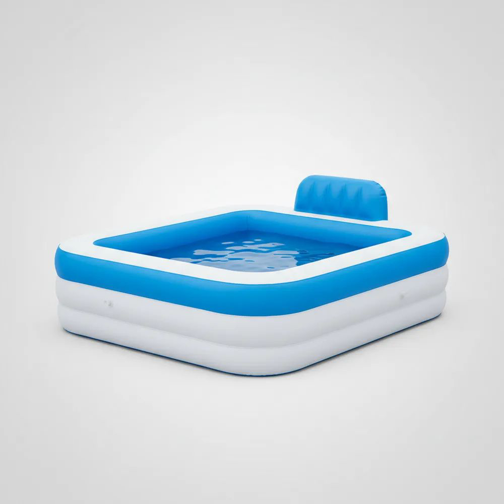 Piscina inflable de PVC con respaldo 262 (largo) x175 (ancho) x56(alto)  cm Azul/Blanco