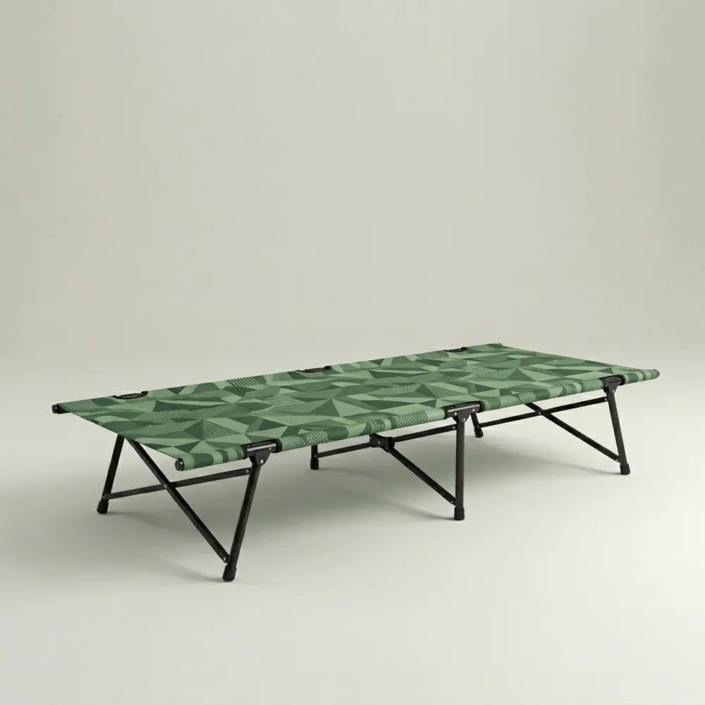 Cama Plegable para Camping Acero y Poliéster Verde