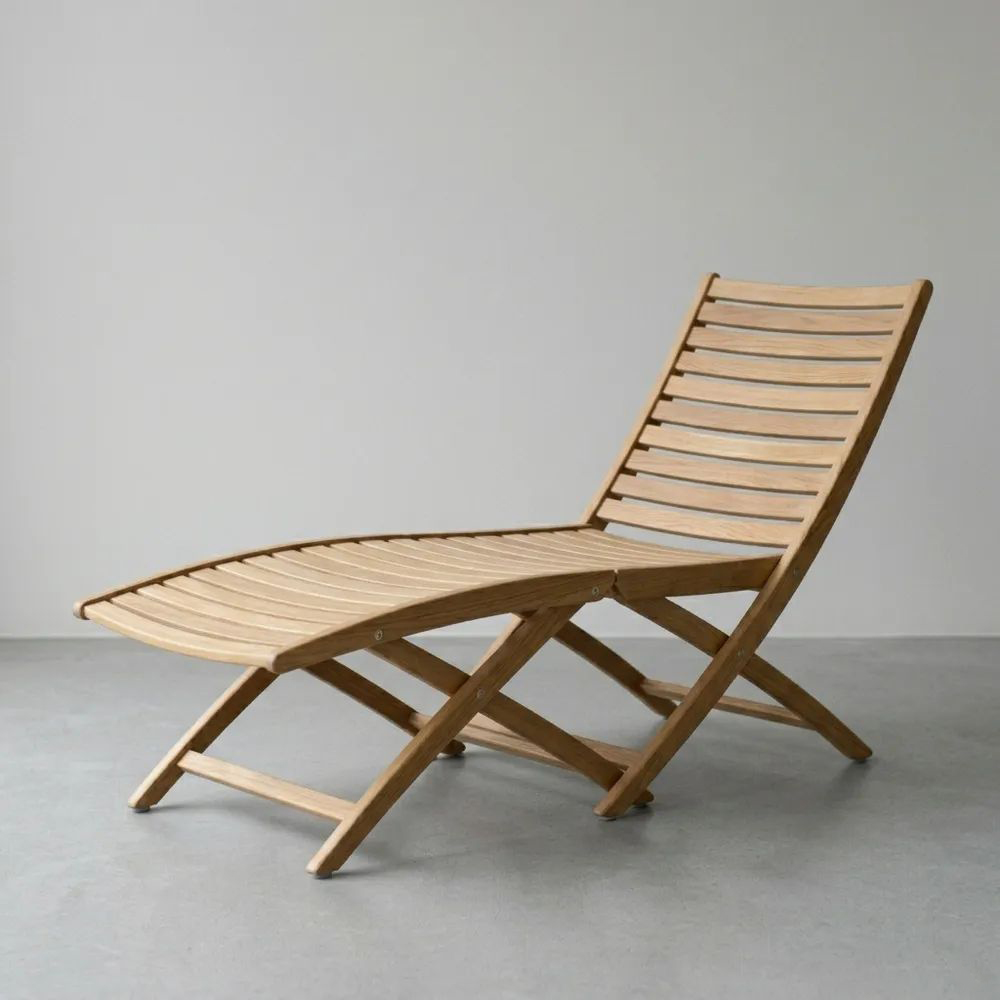 Silla Tombona de Madera de Teca para Exterior 180(largo) x 60 (ancho) x 75 (alto) cm