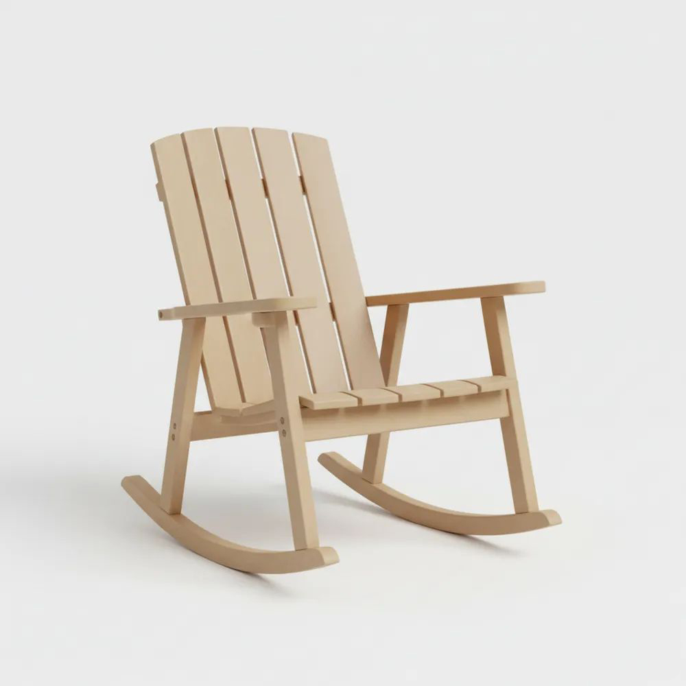 Silla mecedora de madera de pino para exterior