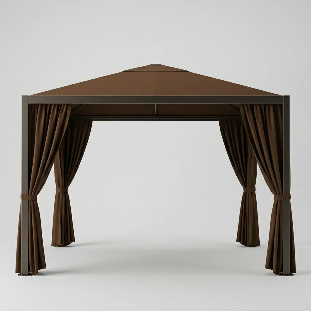 Pérgola de Aluminio y Poliéster Marrón 300x300x270 cm (Largo×Ancho×Alto)