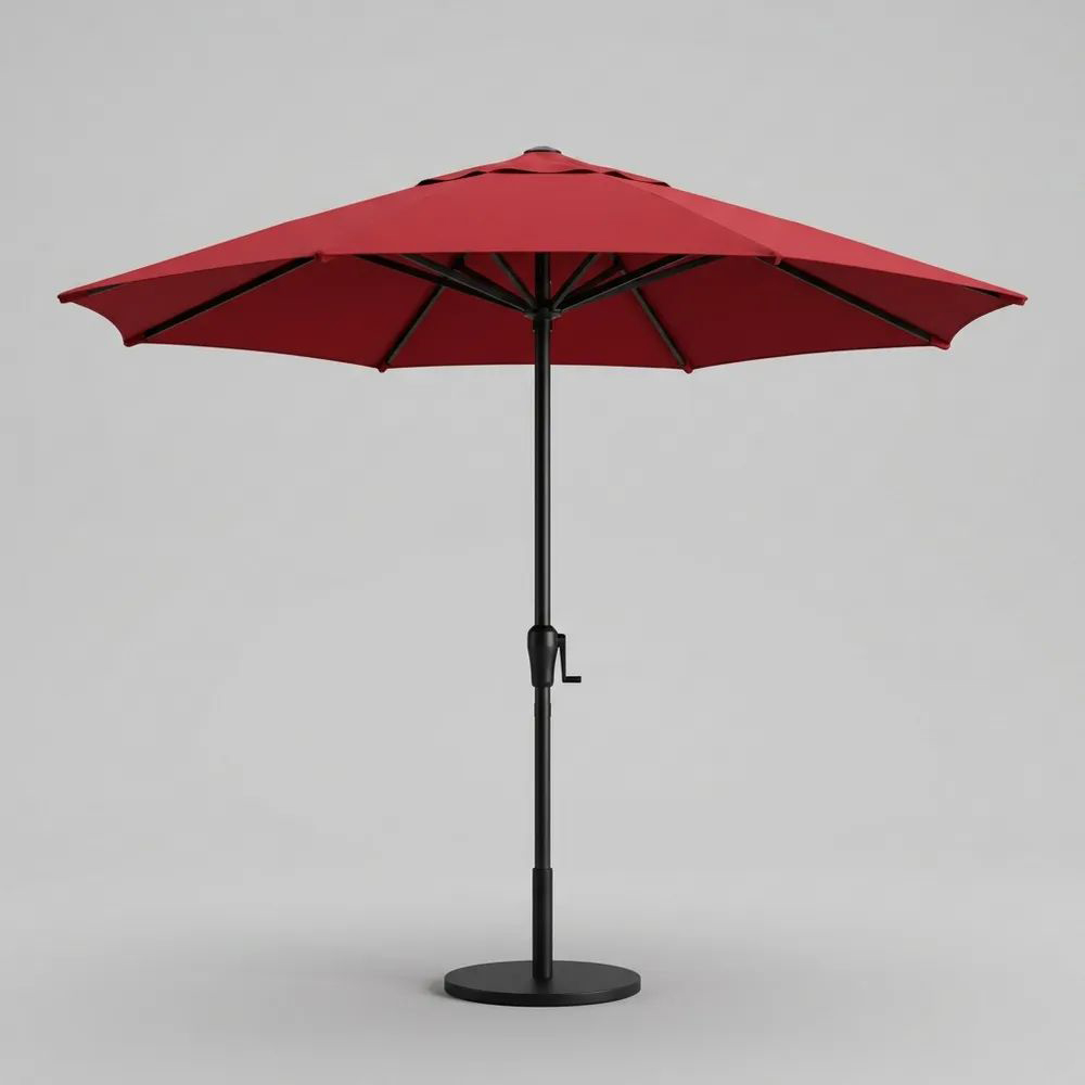 Sombrilla de Jardín Redonda diámetro 250cm Tela Poliéster Roja Poste Acero