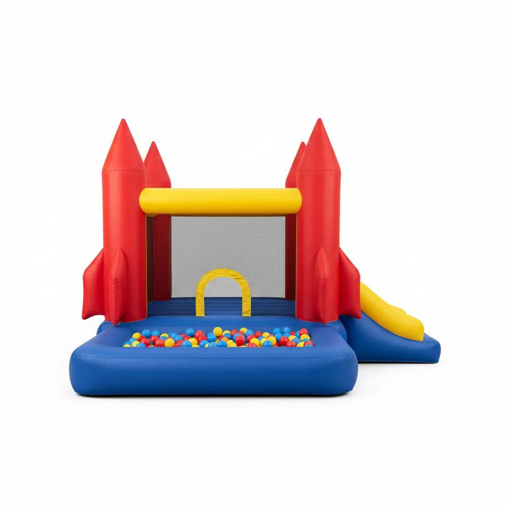 Castillo Hinchable Infantil con Piscina de Bolas y Tobogán PVC