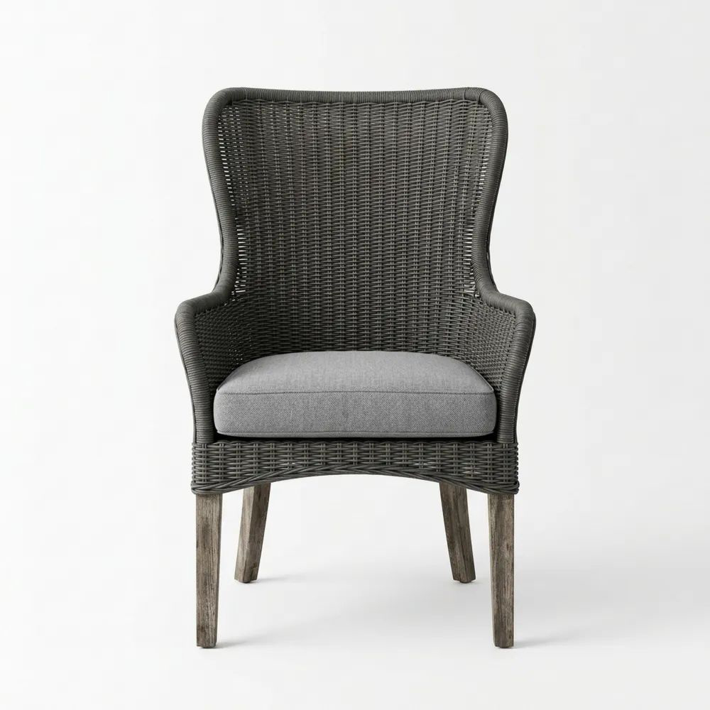 Sillón de Ratán Sintético Gris Oscuro para Interior/Exterior