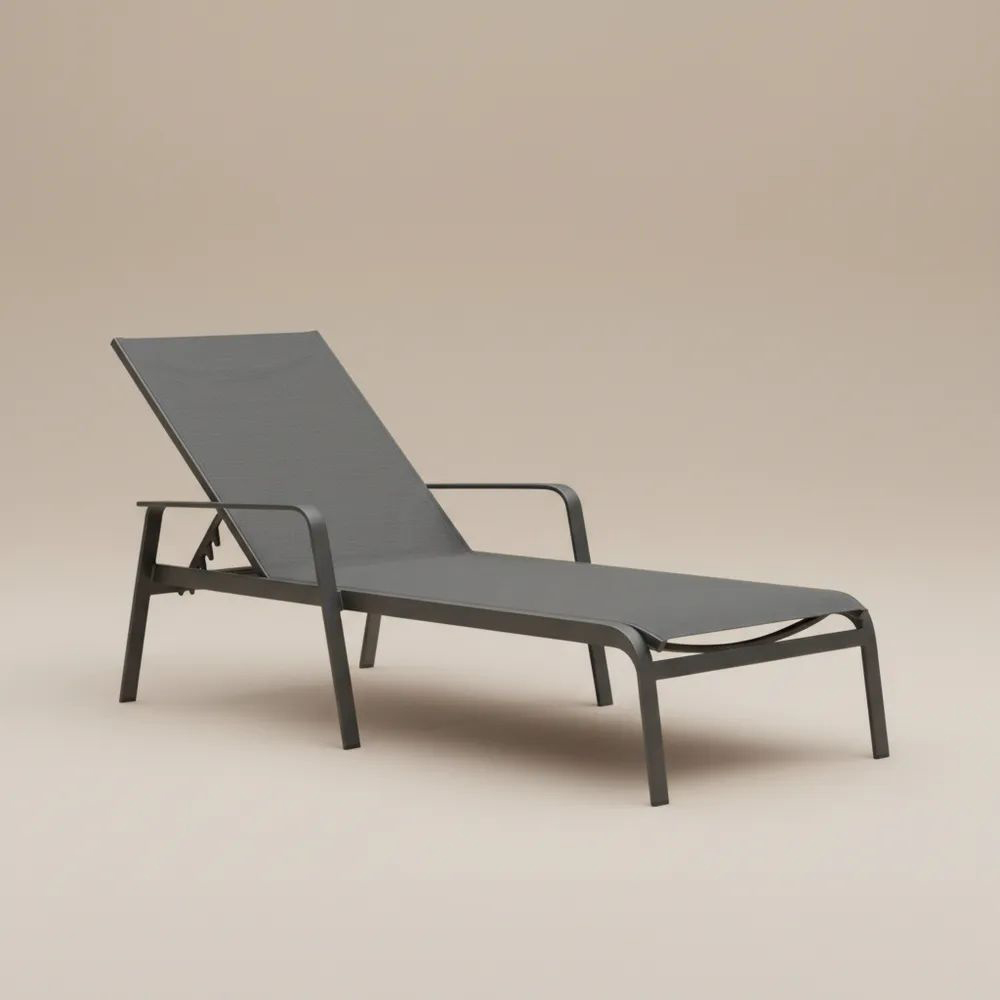 Tumbona de Aluminio Anodizado y Textileno para Exterior Gris