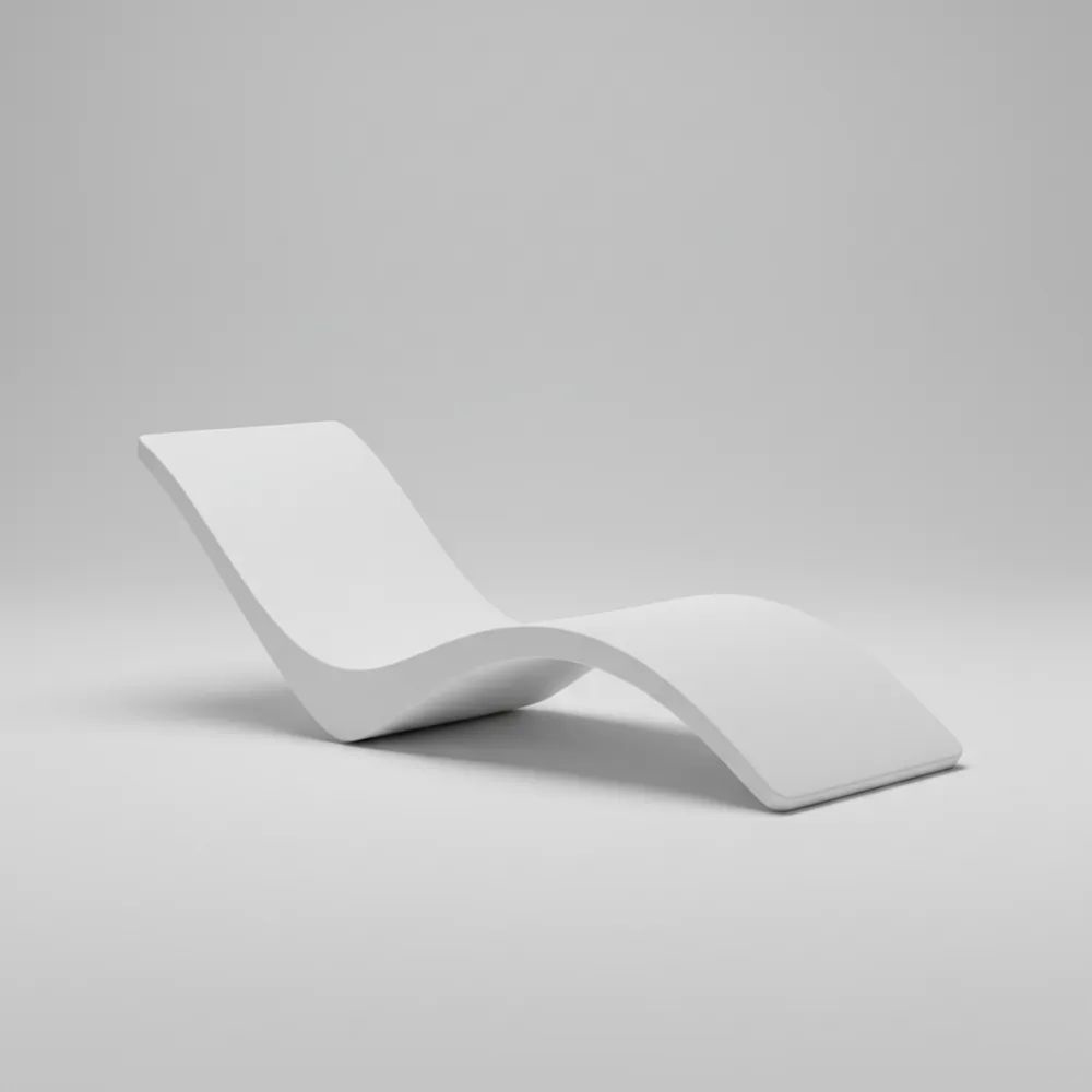 Tumbona de Exterior Ondulada de Fibra de Vidrio Blanca