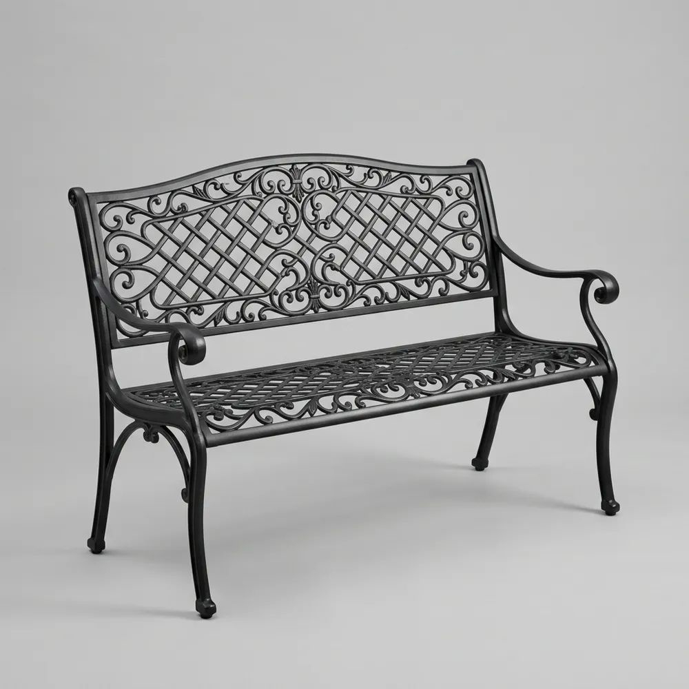 Banco de Jardín de Hierro Fundido Negro Longitud 127 cm
