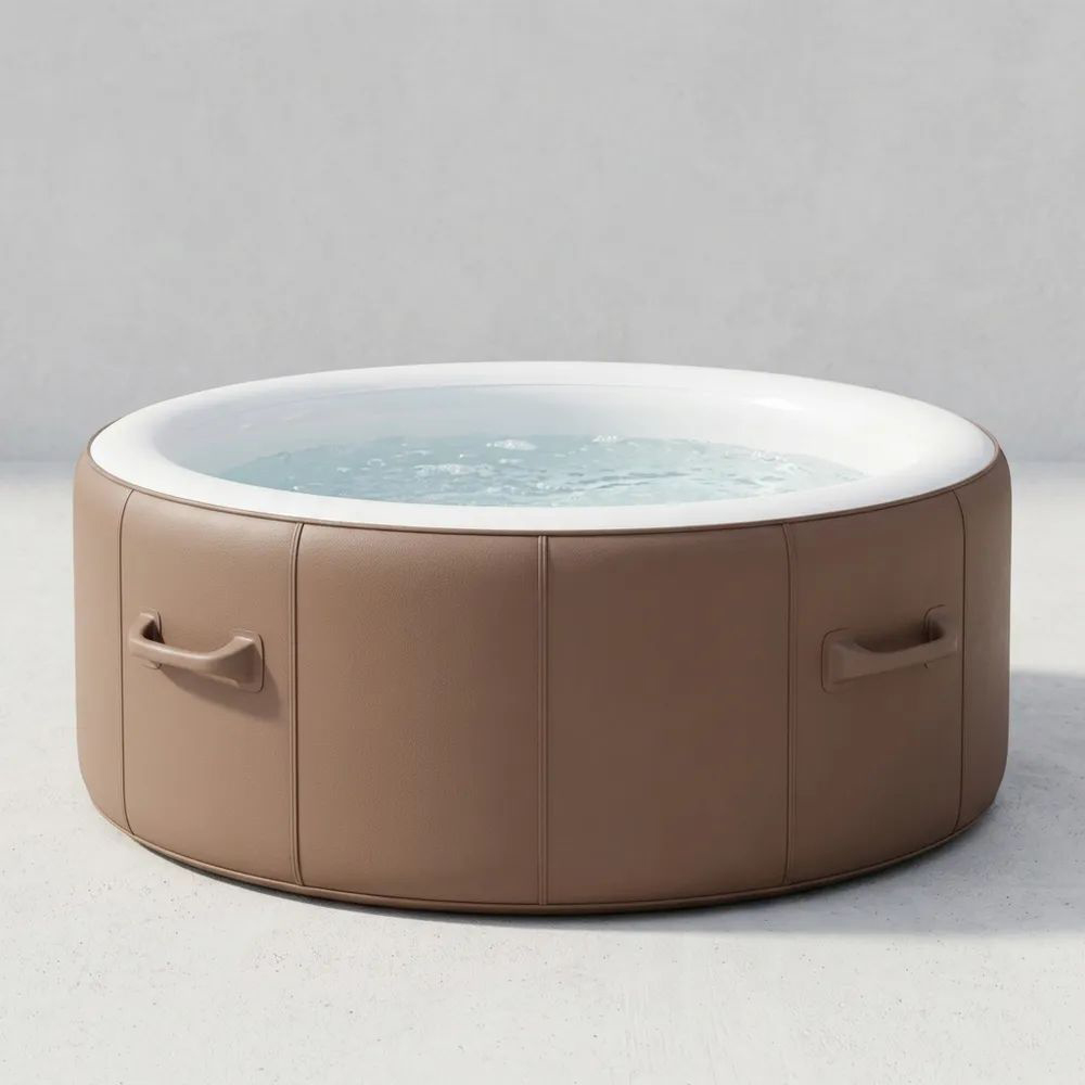 Jacuzzi Inflable Redondo PVC Marrón/Blanco  Diámetro 196cm
