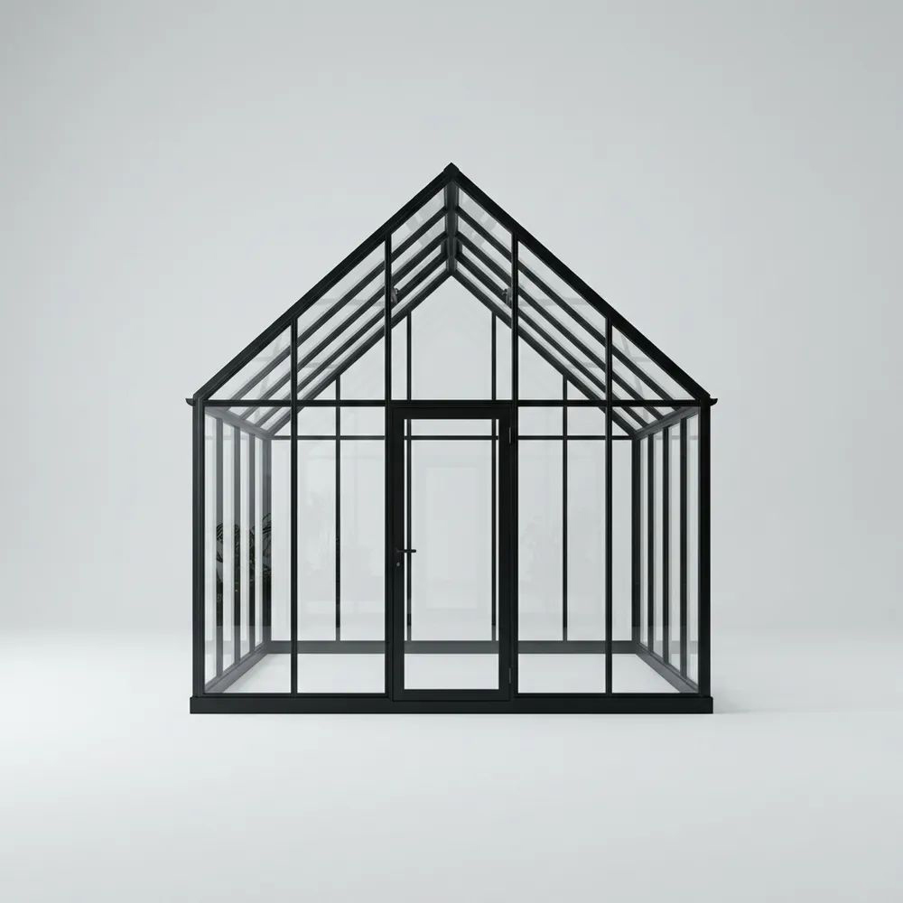 Invernadero de vidrio templado estructura de aluminio Negro 300x300x250 cm(Largo×Ancho×Alto)