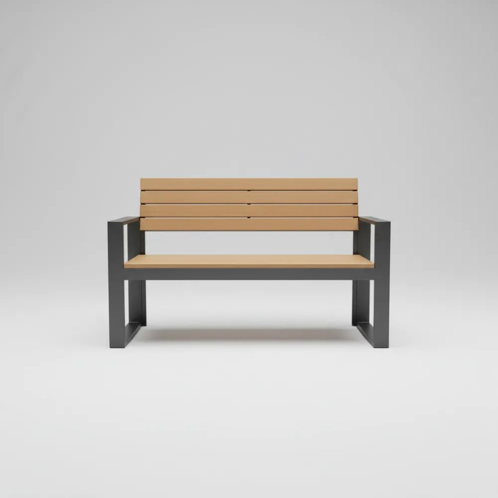 Banco de Acero Galvanizado y Madera Sintética para Exterior 1210(largo) x  56(ancho) x 80 (alto)  cm