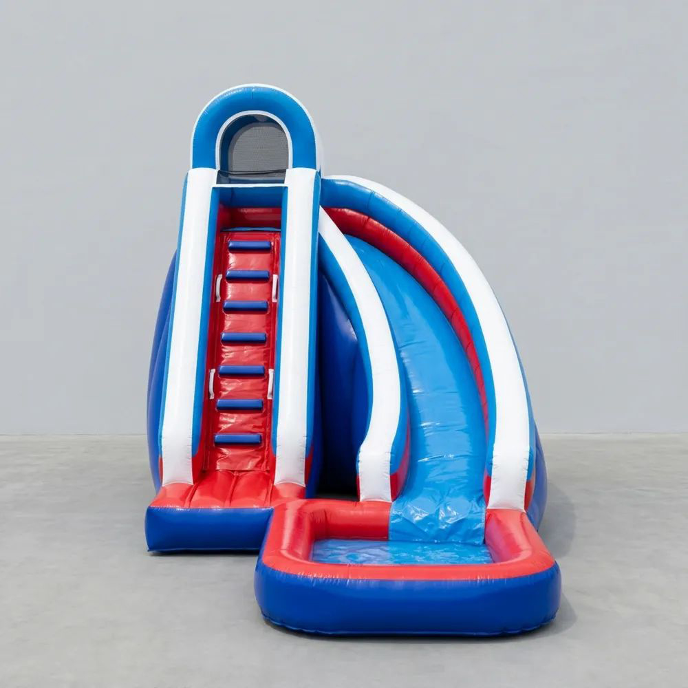 Tobogán Inflable de PVC Azul/Rojo/Blanco con Piscina de 400 cm