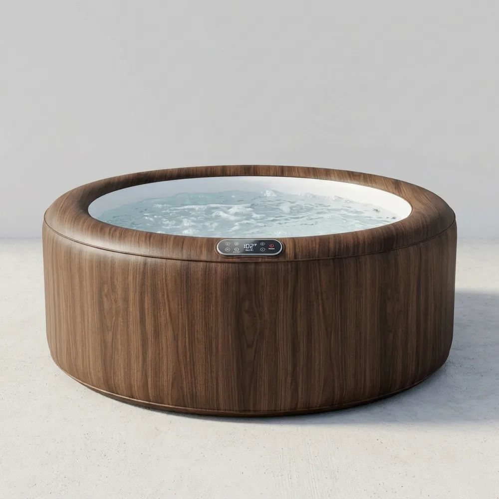Jacuzzi Redondo Diámetro 180 cm con Acabado de Madera Sintética