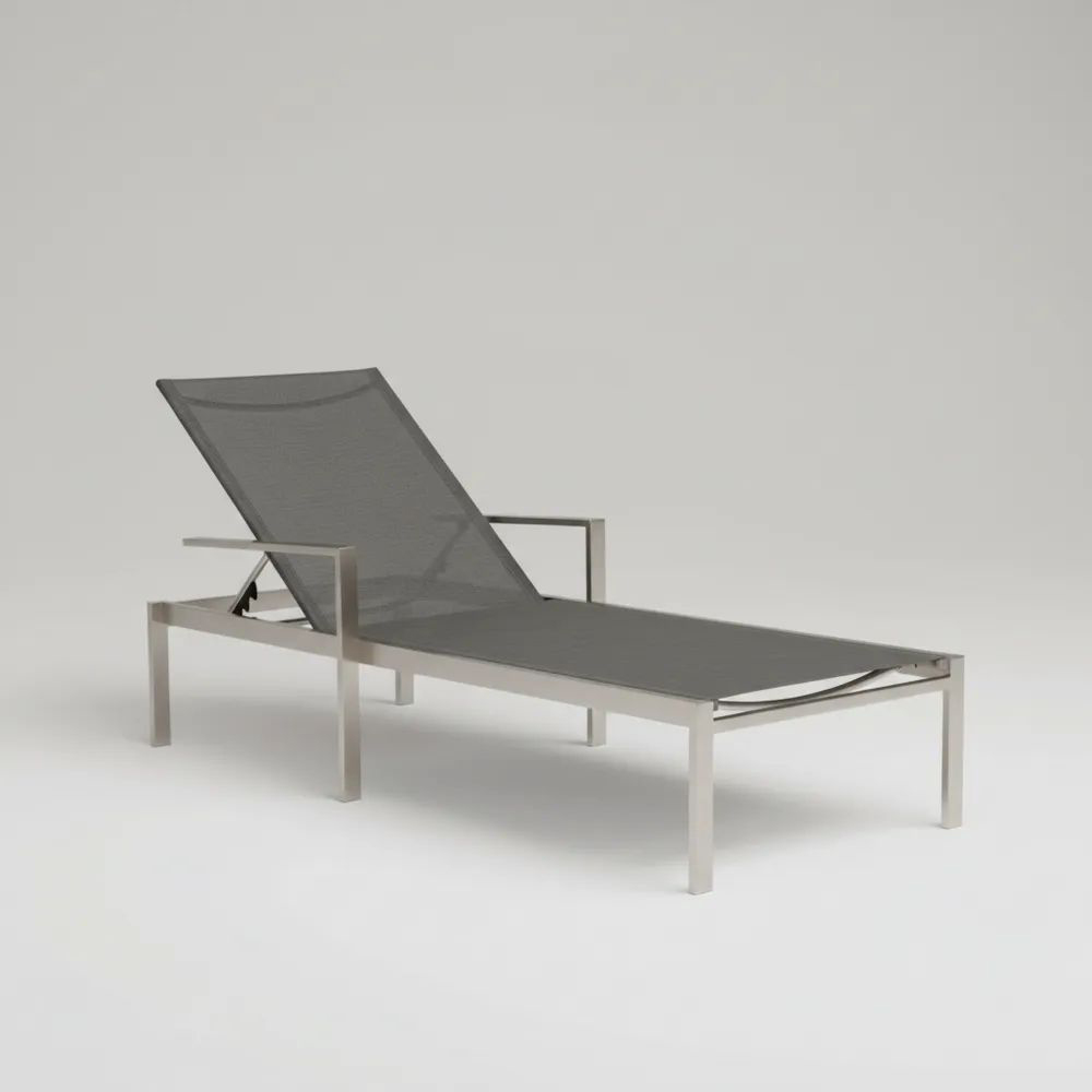 Tumbona de Acero Inoxidable y Tela de Poliéster Ajustable Gris