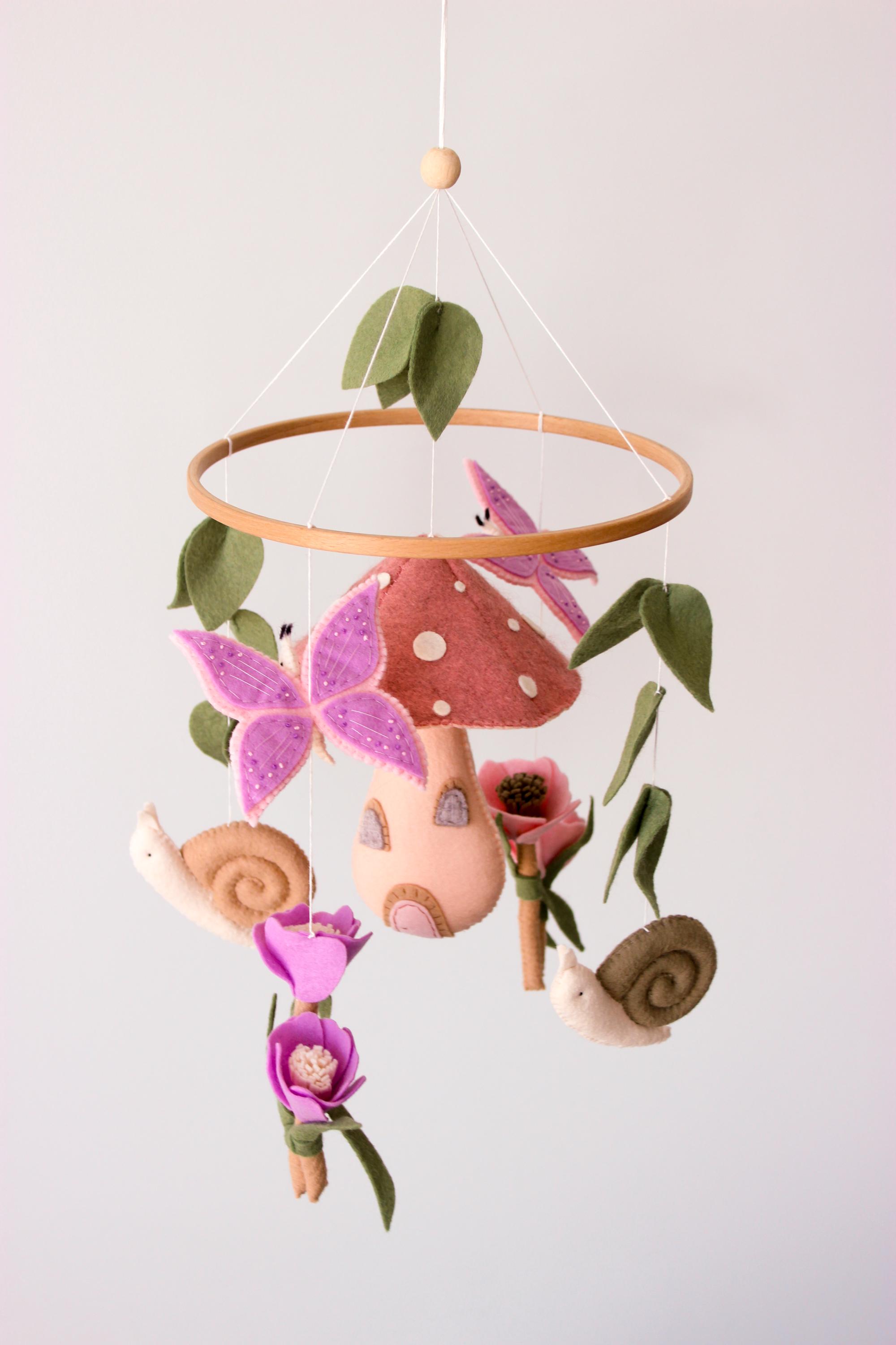 Enchanted Fairy Mobile Garden Mushroom Baby Nursery Decor