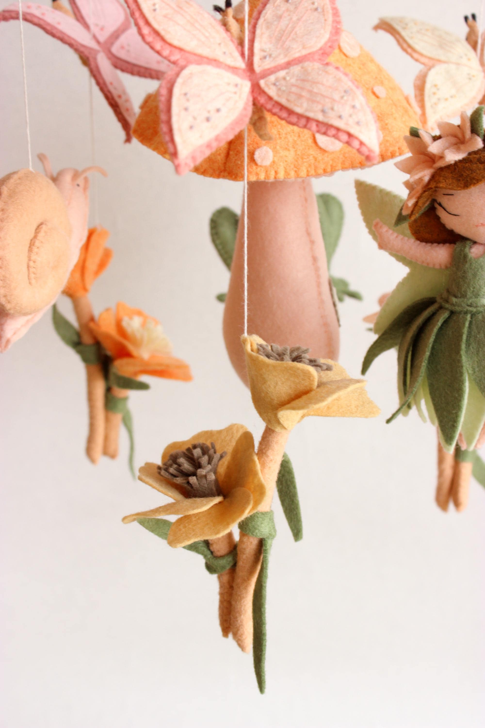 Woodland Fairy Mobile Mushroom Butterfly Garden Nursery Decor