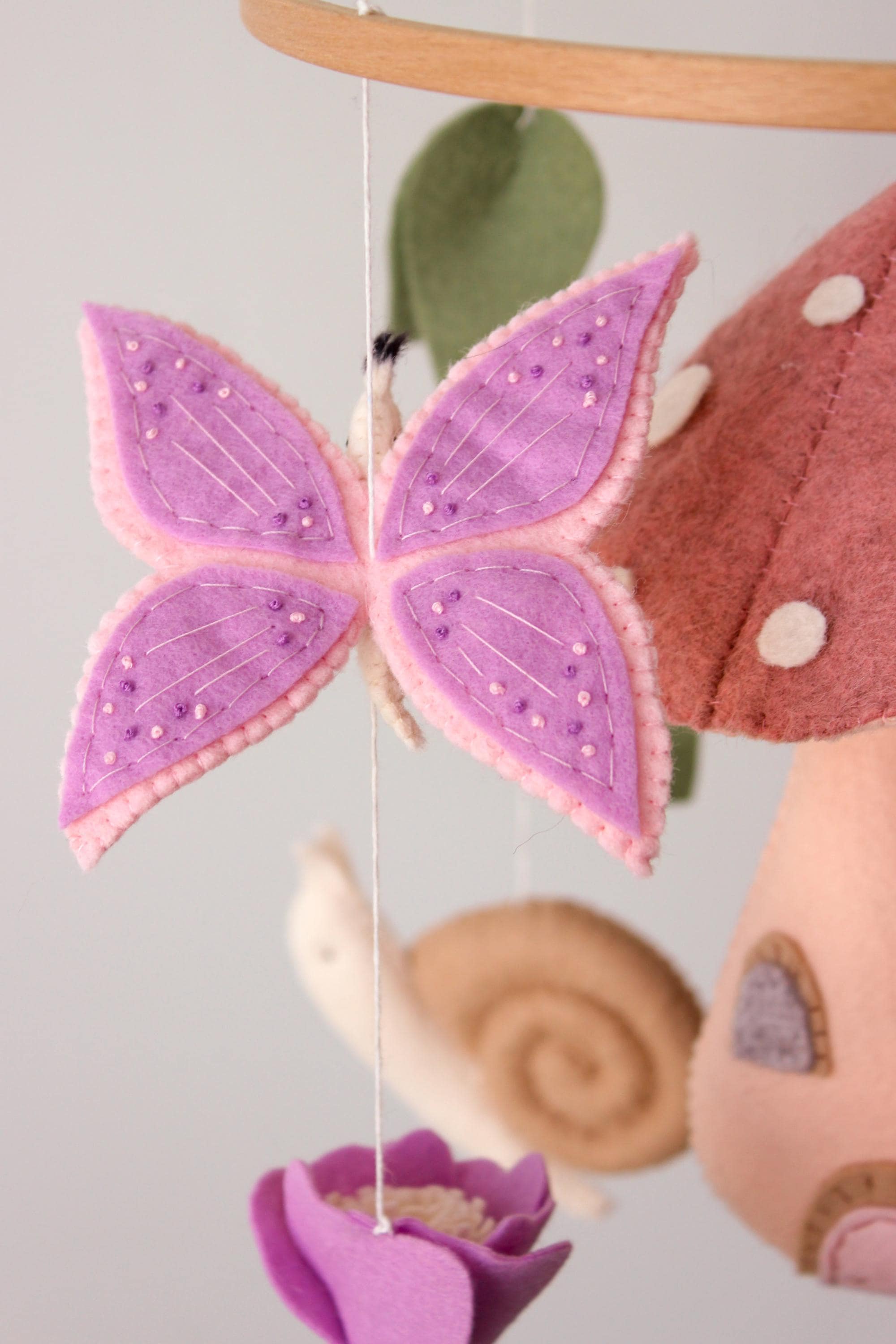 Enchanted Fairy Mobile Garden Mushroom Baby Nursery Decor