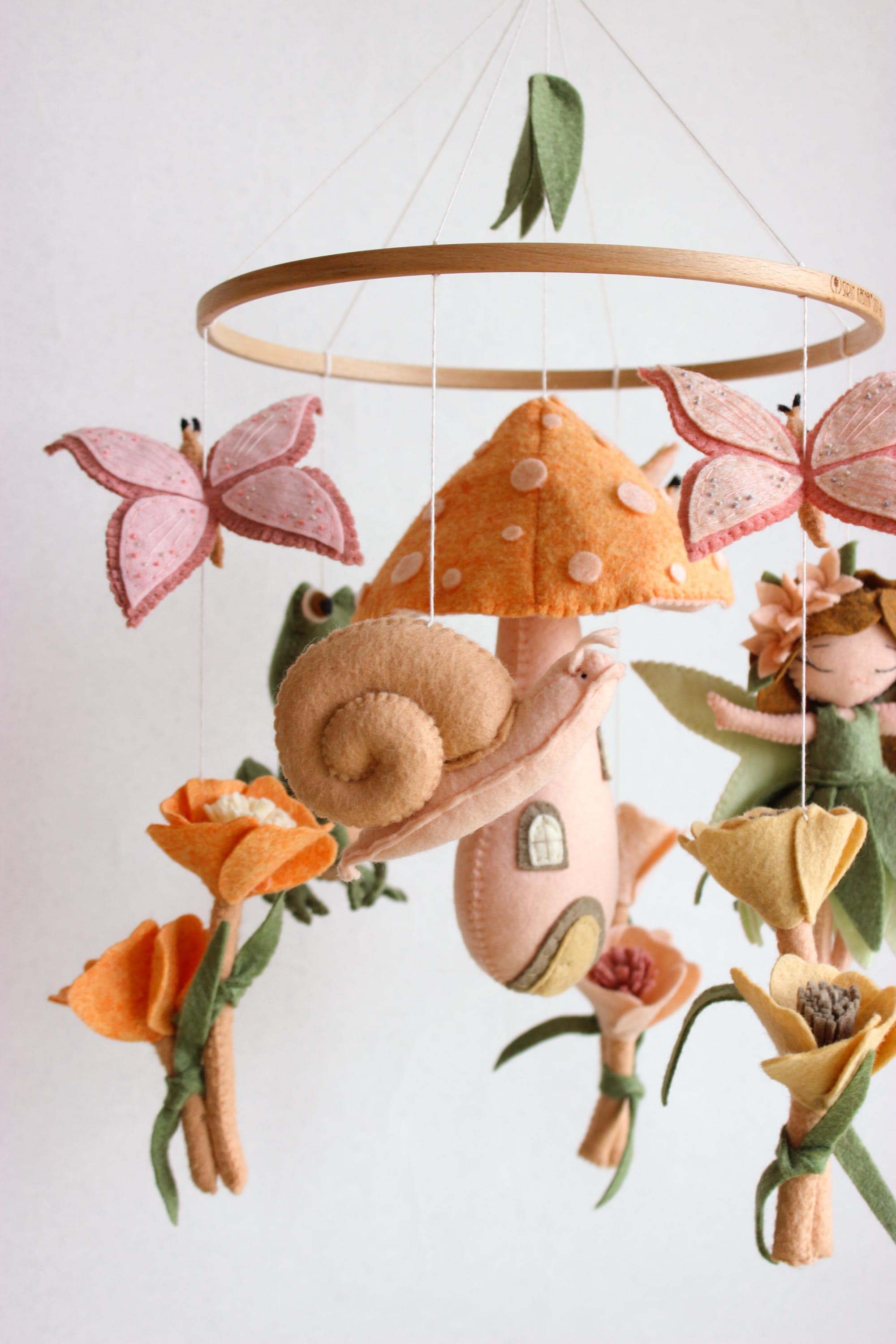 Woodland Fairy Mobile Mushroom Butterfly Garden Nursery Decor