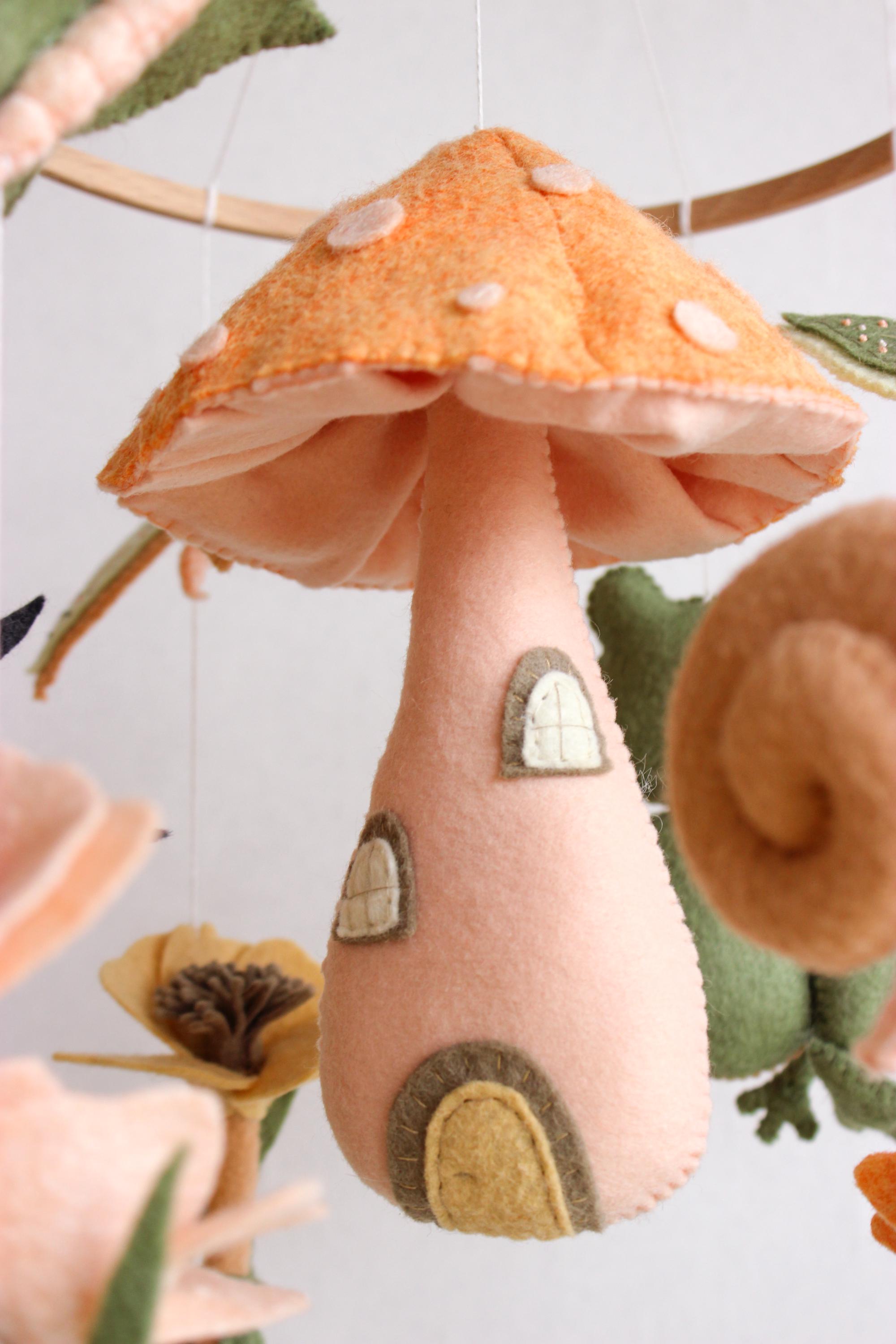 Woodland Fairy Mobile Mushroom Butterfly Garden Nursery Decor