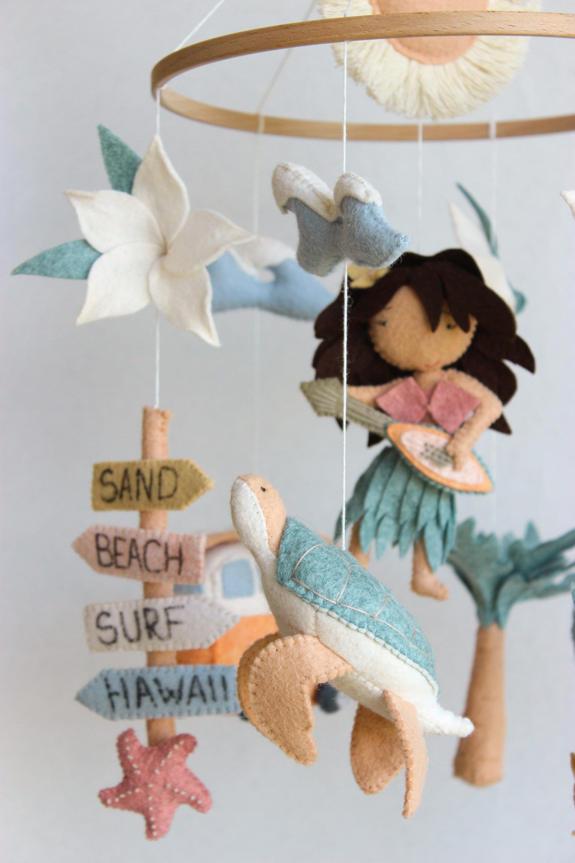 Hawaii Baby Mobile Surf Hula Girl Hawaiian Nursery Decor