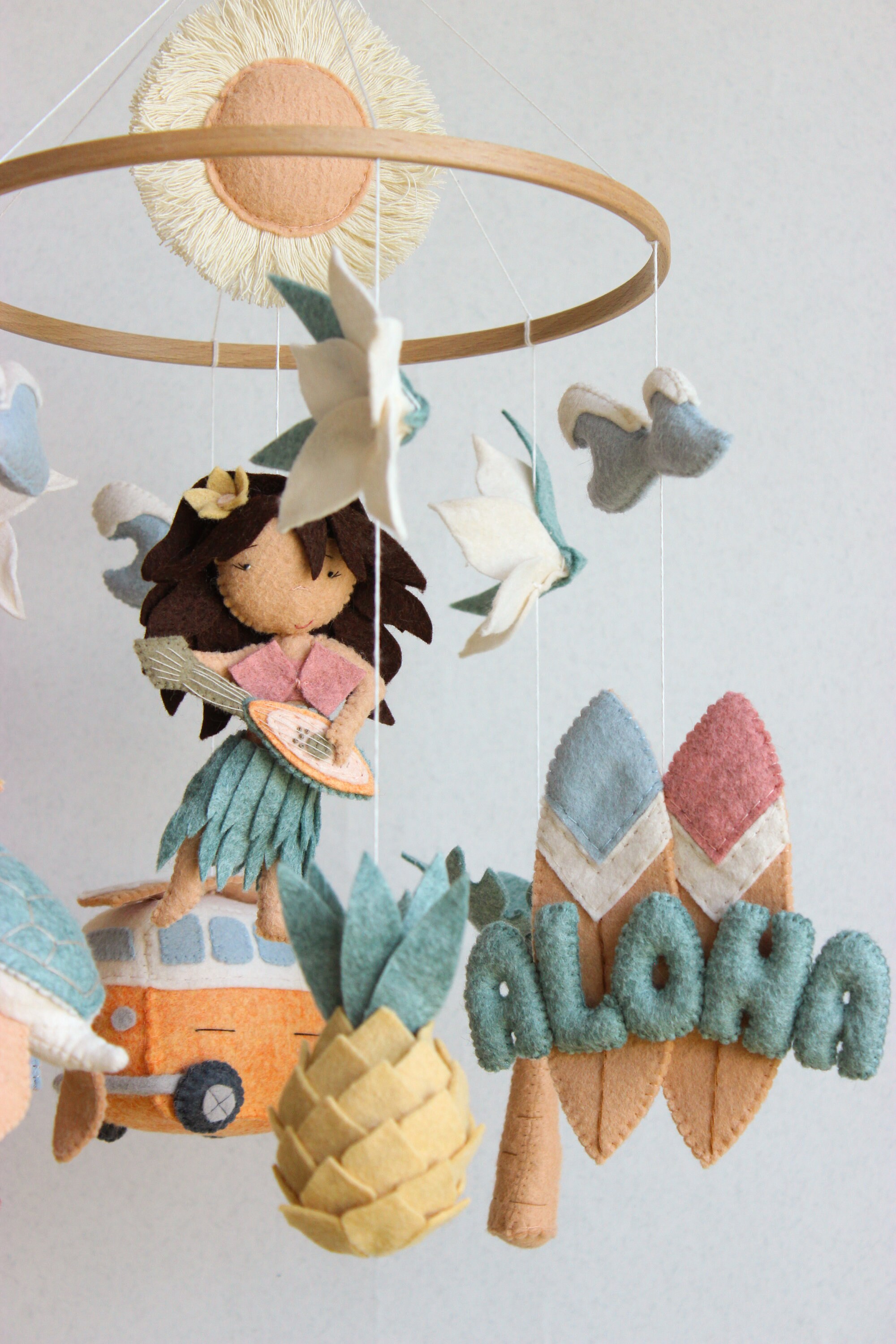 Hawaii Baby Mobile Surf Hula Girl Hawaiian Nursery Decor