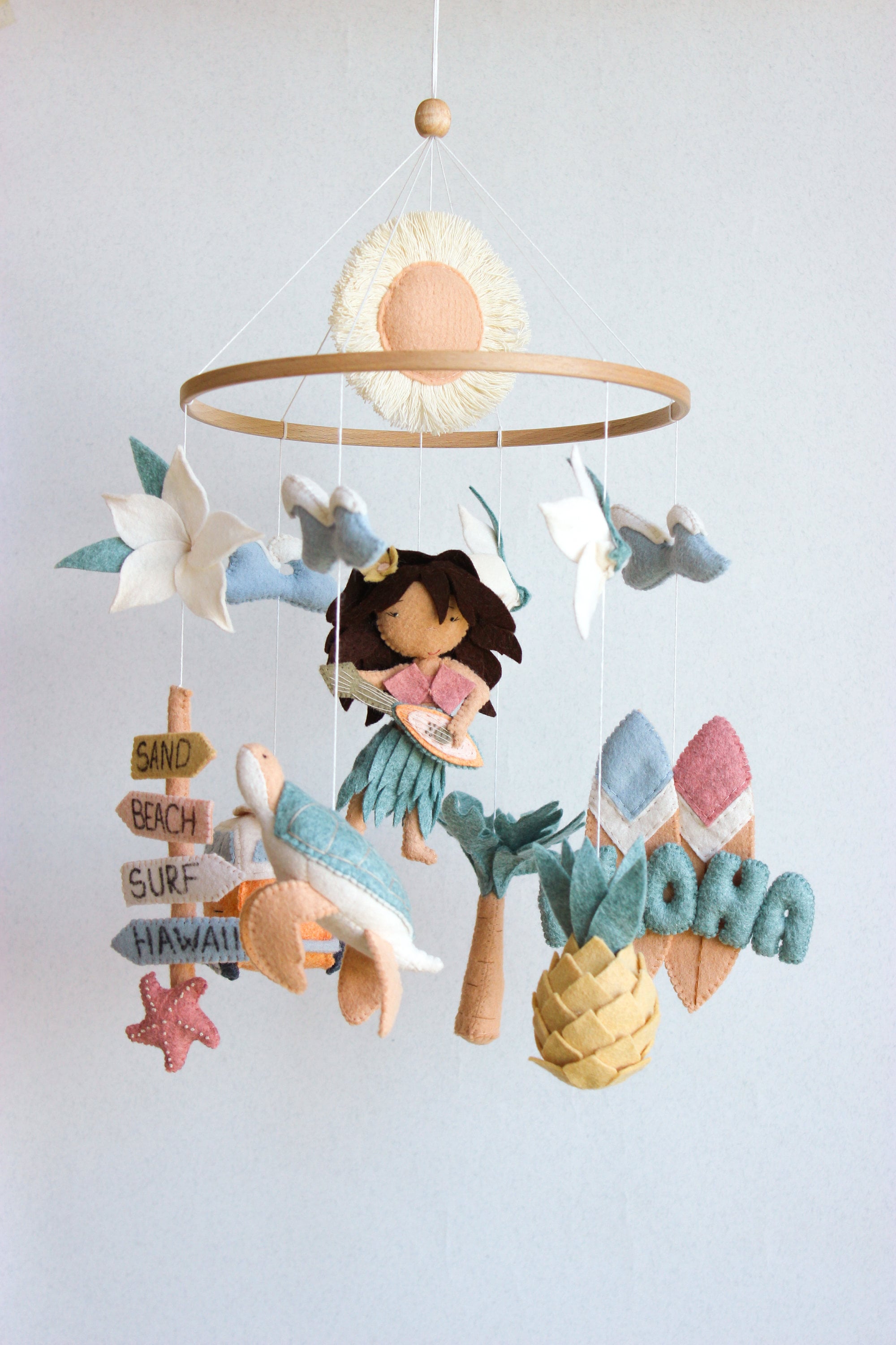 Hawaii Baby Mobile Surf Hula Girl Hawaiian Nursery Decor