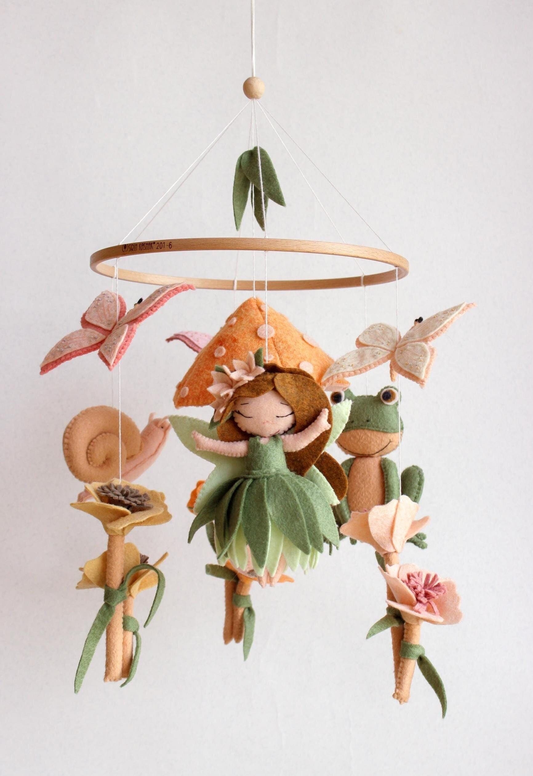 Woodland Fairy Mobile Mushroom Butterfly Garden Nursery Decor