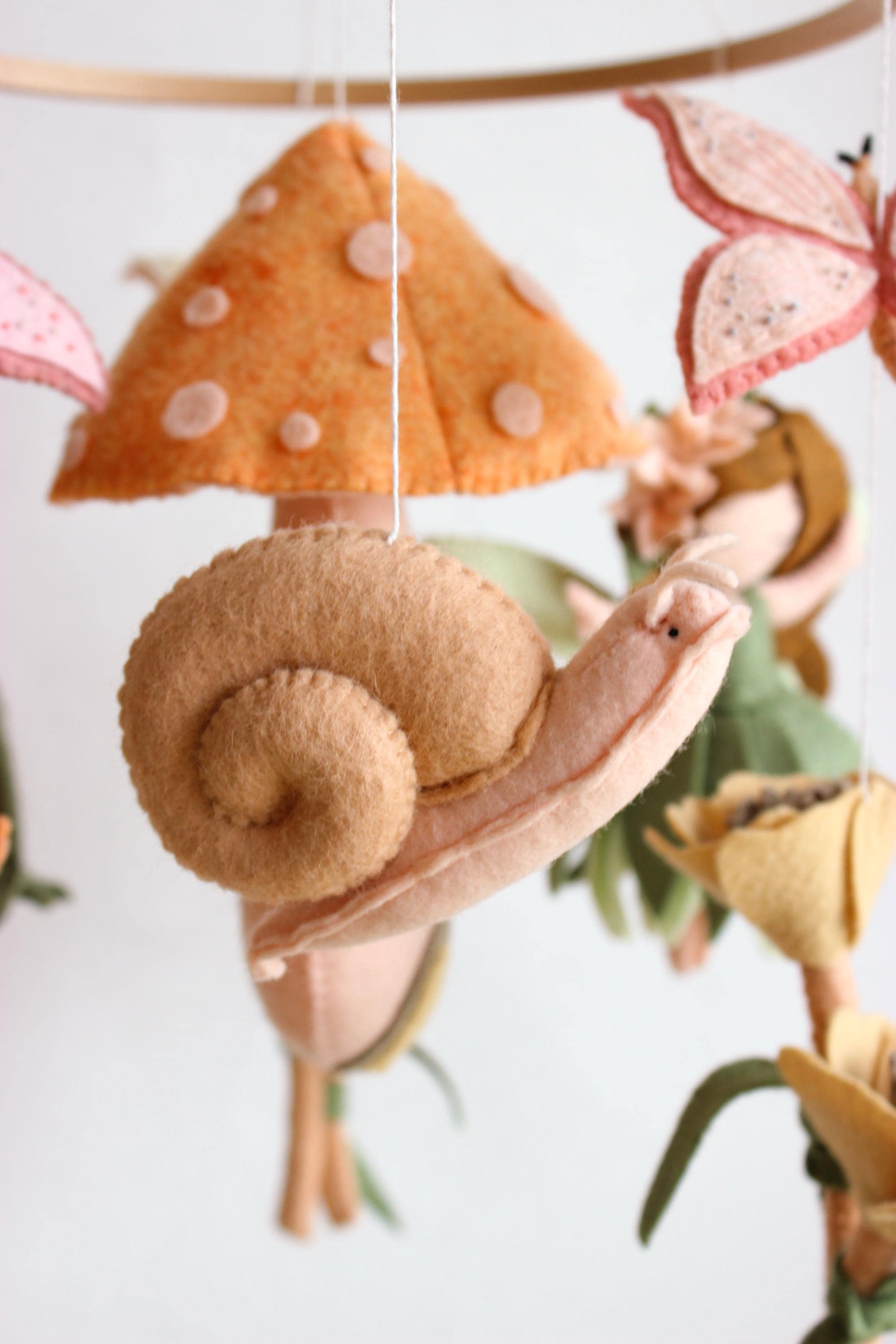 Woodland Fairy Mobile Mushroom Butterfly Garden Nursery Decor