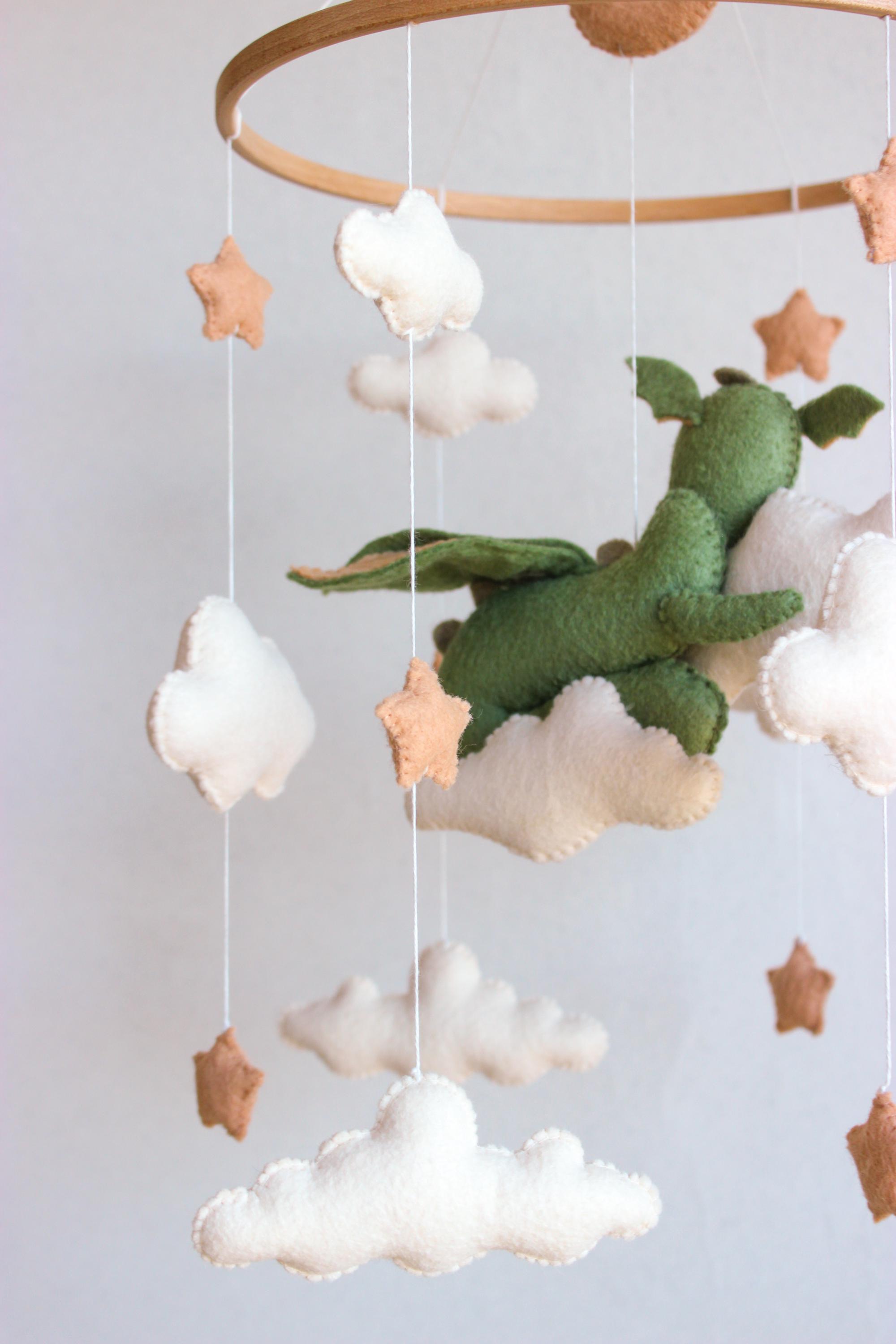 Dragon Baby Mobile Clouds Stars Nursery Decor