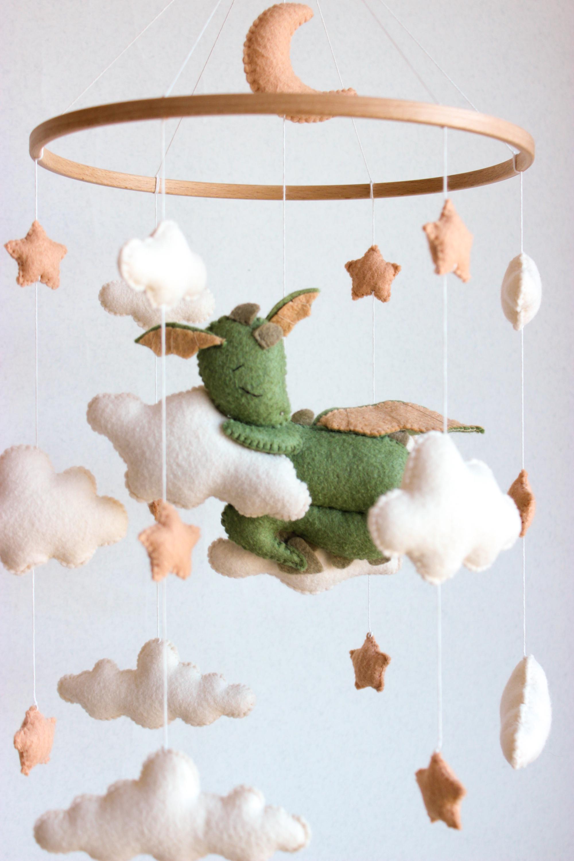 Dragon Baby Mobile Clouds Stars Nursery Decor