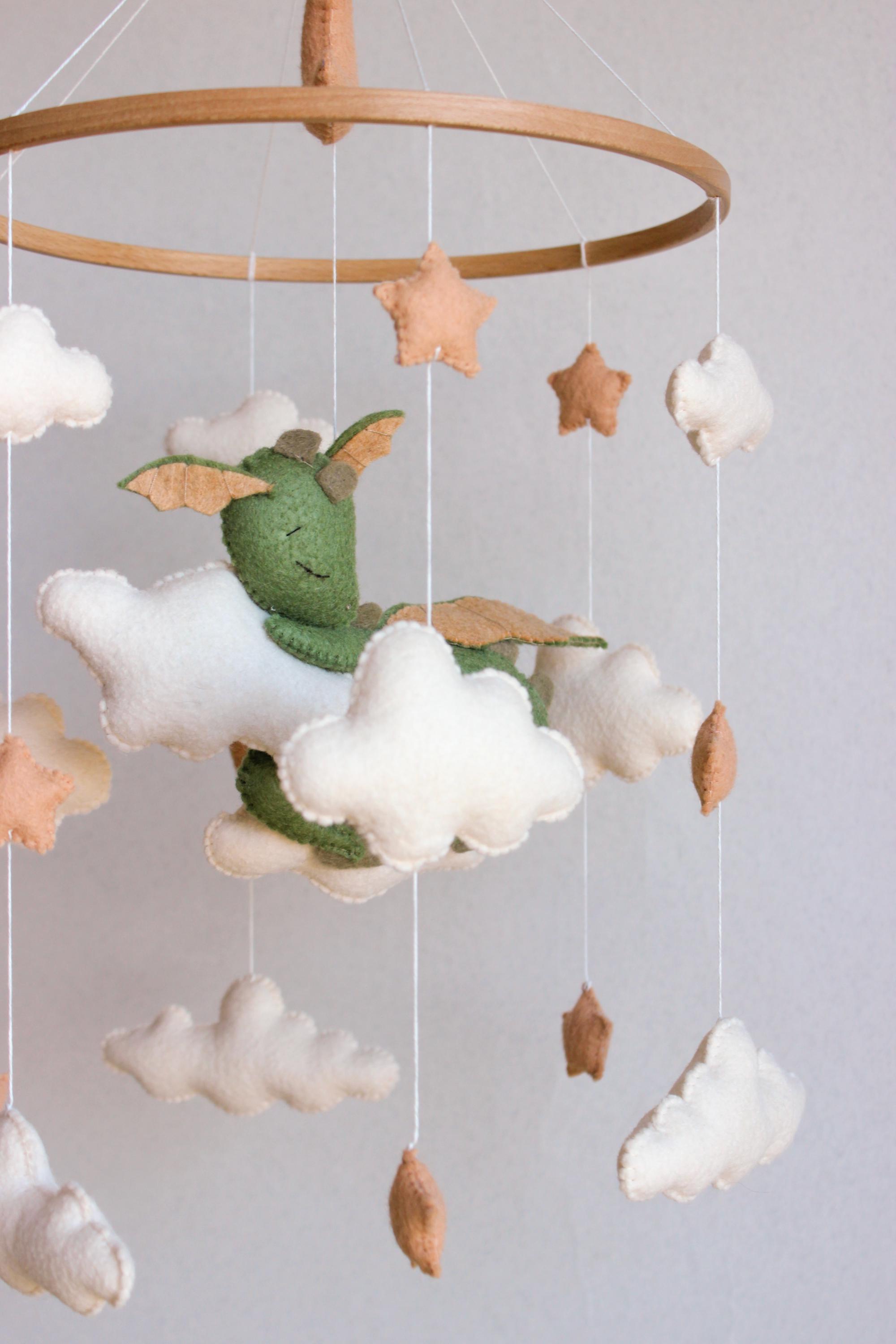 Dragon Baby Mobile Clouds Stars Nursery Decor